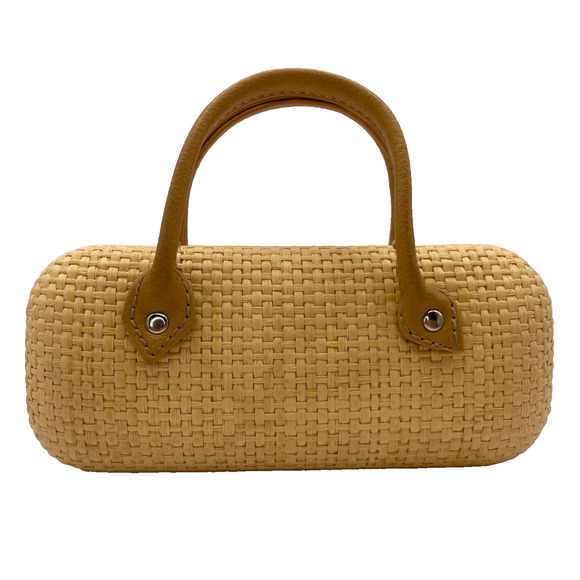 Unbranded Accessories - 100% Paper With PVC Trim Sunglasses Case, Clam Shell Tan Hard Case- Pre-owned